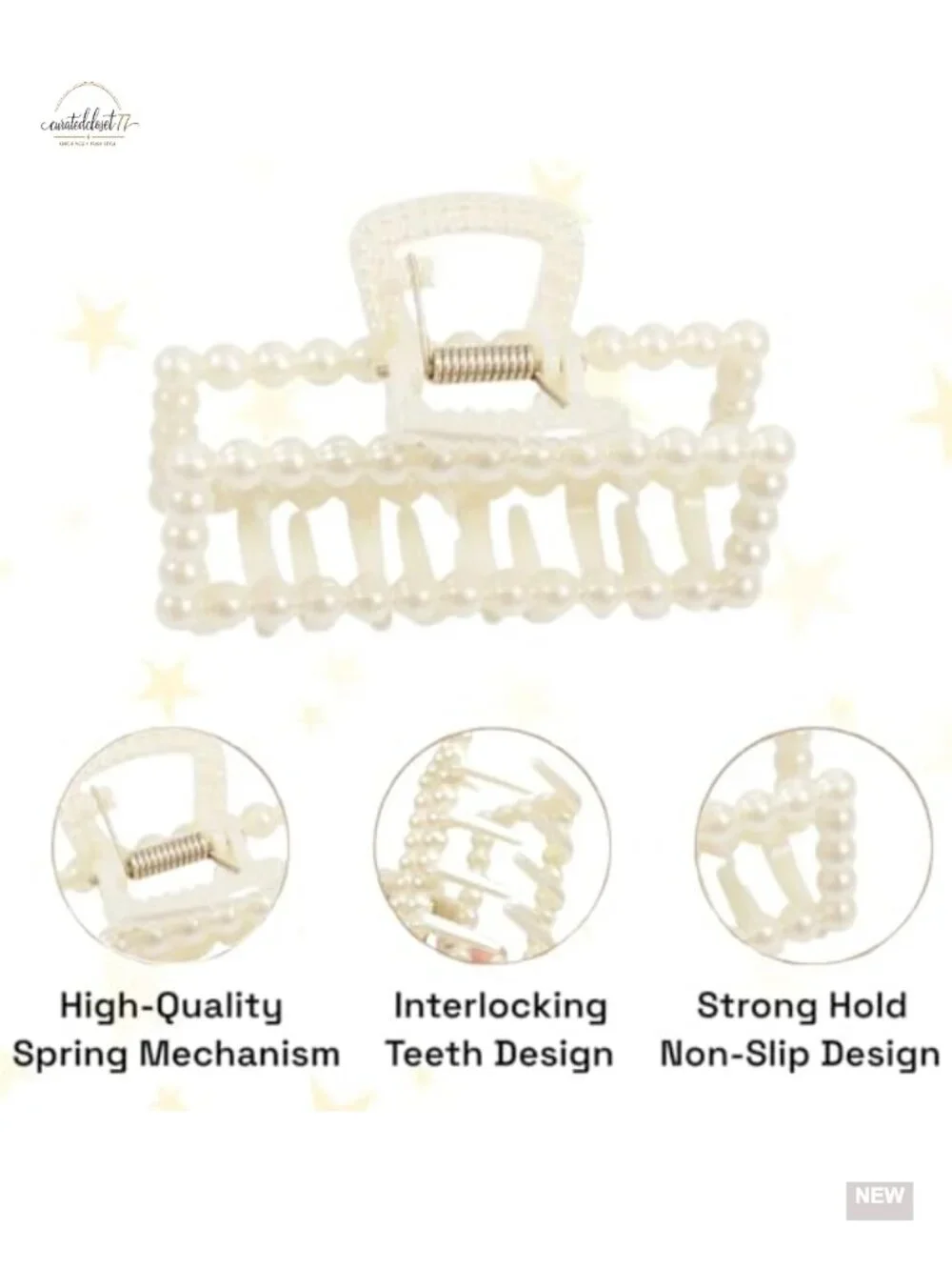6-Pack Pearl Claw Hair Clips, Non-Slip Strong Hold, Elegant Hair Accessories